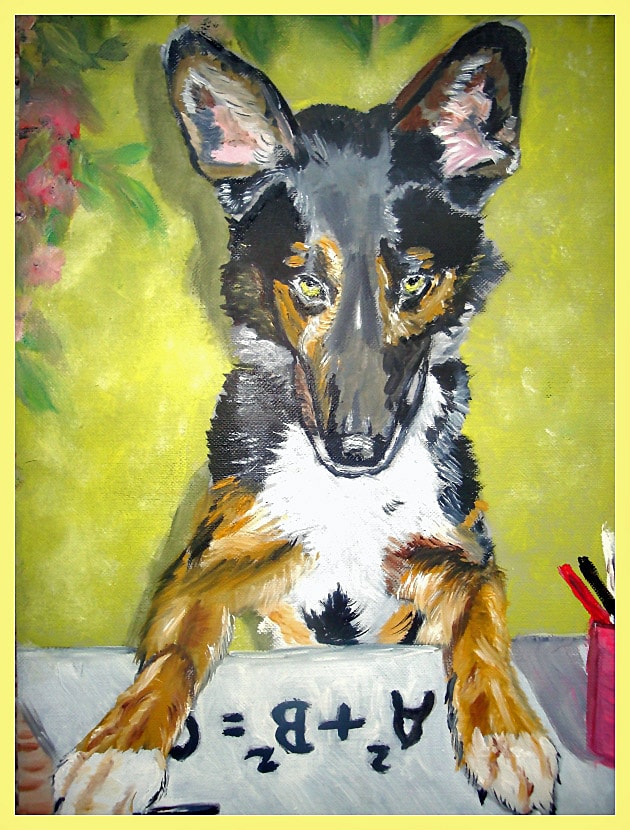 Rocky macht Abi - Hundeportrait von Petra Rick 2010 - Oel
